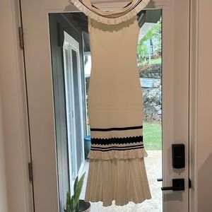 Jonathan Simkhai black and white stretchy midi dress size small